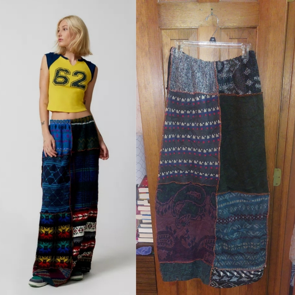 UO Urban Renewal Re/Creative Remade Patterned Sweater Maxi Skirt